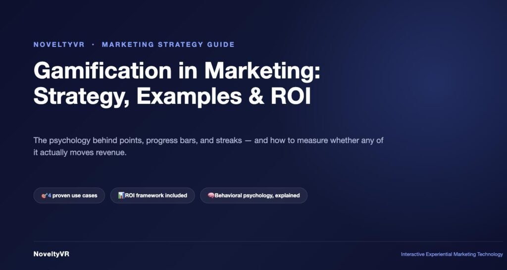 Hero banner for the NoveltyVR guide: Gamification in Marketing — Strategy, Examples and ROI